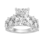 Luxury 14K White Gold Diamond Ring 6 1/4Ct Radiant Center Stone With Pear & Round Diamonds, Women Fashion Engagement Ring (Color F-G -Clarity Vs1/Vs2)