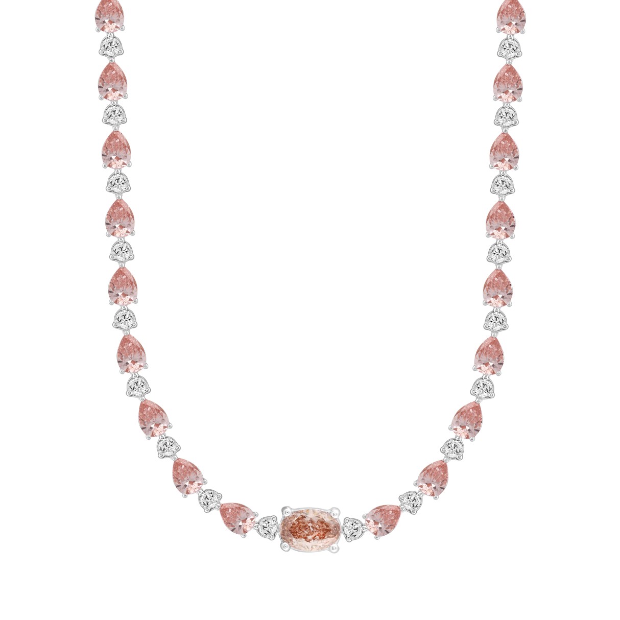 LADIES NECKLACE 15CT ROUND/PEAR/OVAL DIAMOND 14K WHITE/ROSE GOLD 1 LADIES NECKLACE 15CT ROUND/PEAR/OVAL DIAMOND 14K WHITE/ROSE GOLD - Image 1