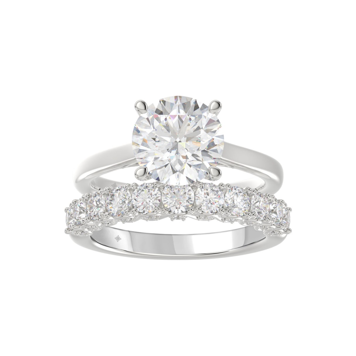 14K WHITE GOLD 4.00CT ROUND DIAMOND LADIES BRIDAL SET (CENTER STONE ROUND DIAMOND 3.00CT) 1 14K WHITE GOLD 4.00CT ROUND DIAMOND LADIES BRIDAL SET (CENTER STONE ROUND DIAMOND 3.00CT) - Image 1
