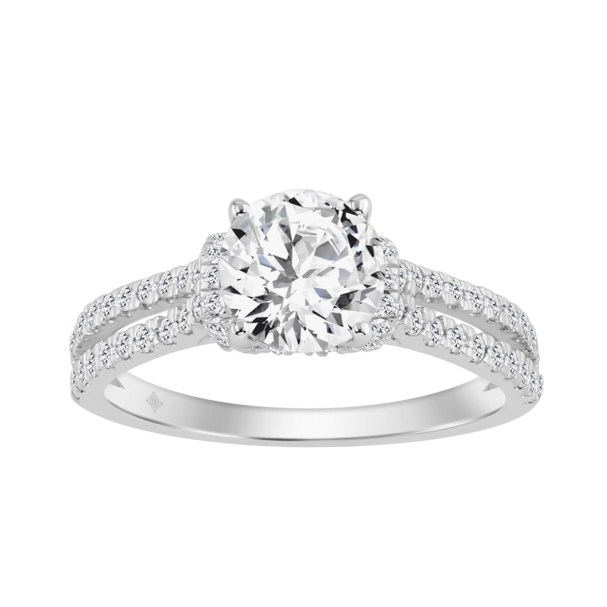 14K WHITE GOLD 1 1/2CT ROUND DIAMOND LADIES BRIDAL RING (CENTER STONE ROUND DIAMOND 1CT) 1 14K WHITE GOLD 1 1/2CT ROUND DIAMOND LADIES BRIDAL RING (CENTER STONE ROUND DIAMOND 1CT) - Image 1
