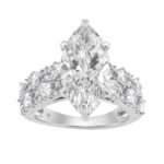 Luxury 14K White Gold Diamond Ring 6 1/4Ct Marquise Center Stone With Pear & Round Diamonds, Women Fashion Engagement Ring (Color F-G -Clarity Vs1