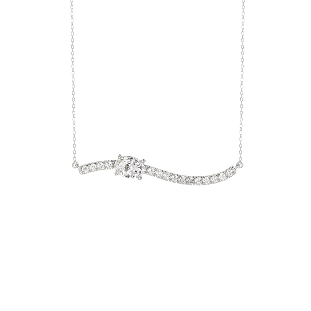 14K WHITE GOLD 3/4CT ROUND/OVAL DIAMOND LADIES NECKLACE 1 14K WHITE GOLD 3/4CT ROUND/OVAL DIAMOND LADIES NECKLACE - Image 1