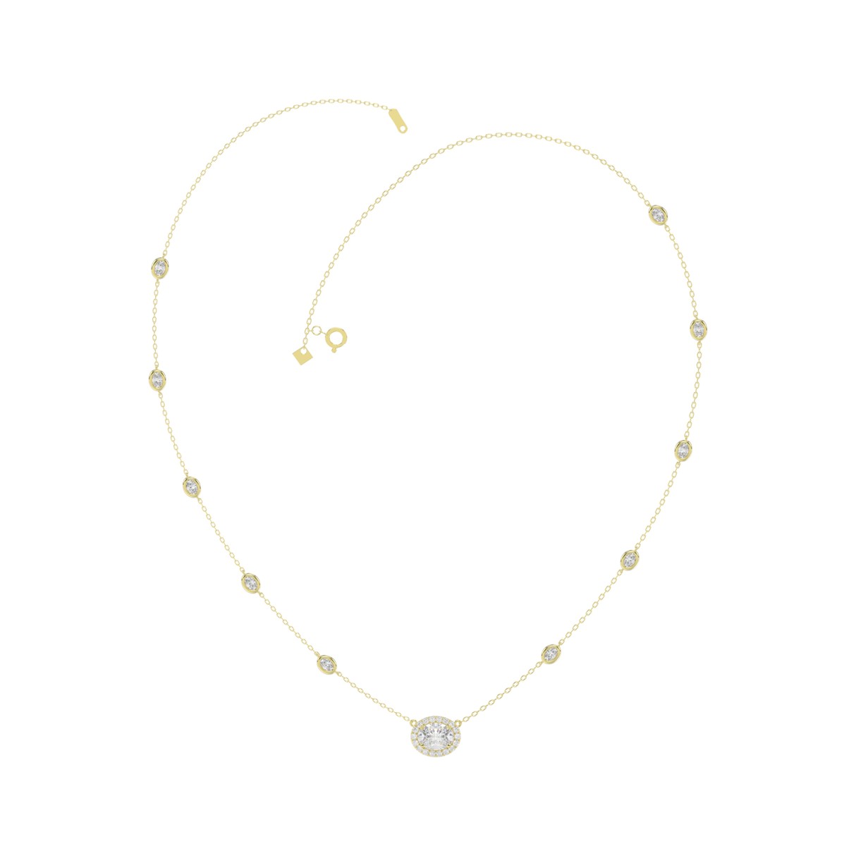 14K YELLOW GOLD 2 1/4CT ROUND/OVAL DIAMOND LADIES NECKLACE 1 14K YELLOW GOLD 2 1/4CT ROUND/OVAL DIAMOND LADIES NECKLACE - Image 1