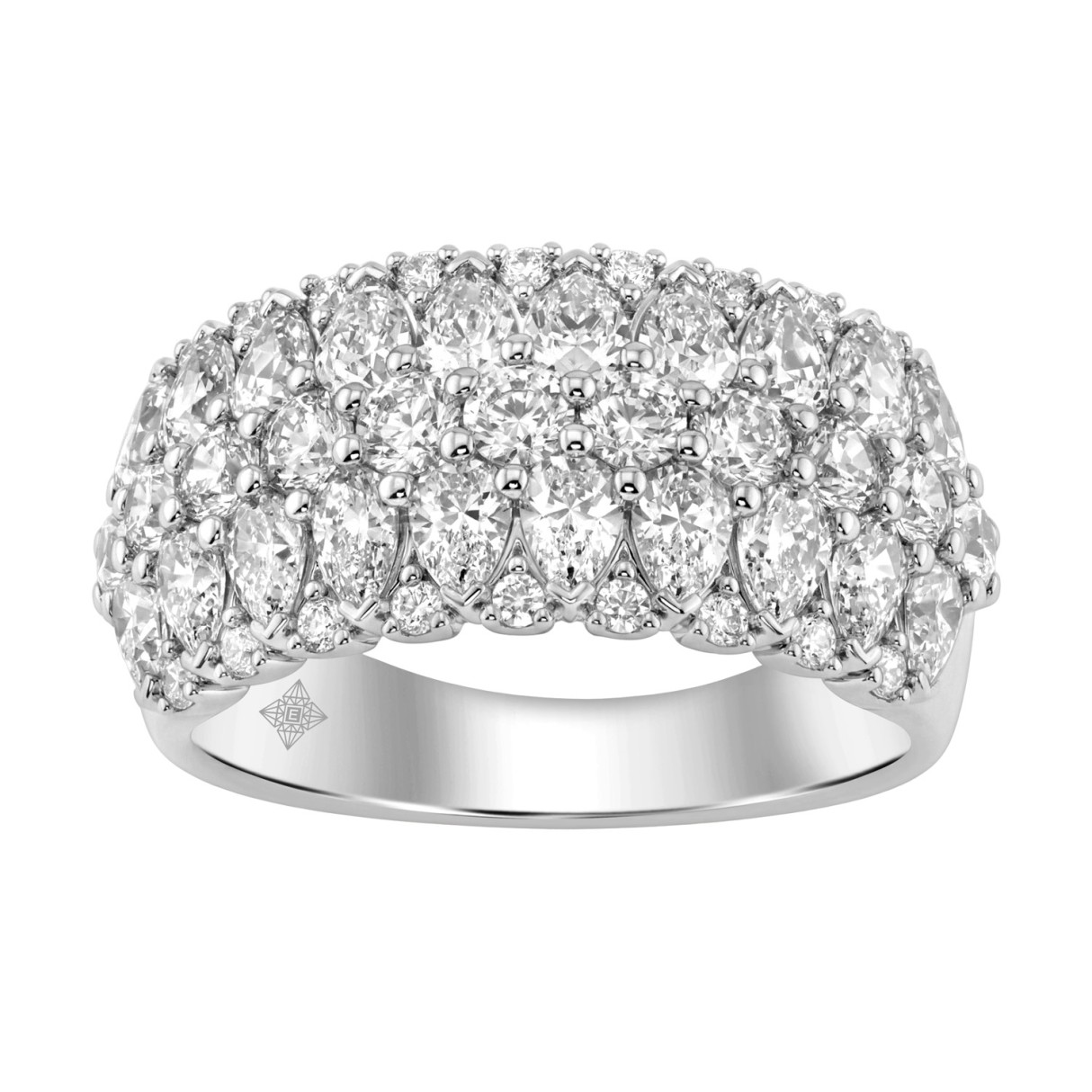 14K White Gold 3.00Ct Multi Shape Diamond Ring Round, Pear & Marquise Cut Cluster Ring For Women (Color F-G -Clarity Vs1/Vs2) 1 14K White Gold 3.00Ct Multi Shape Diamond Ring Round, Pear & Marquise Cut Cluster Ring For Women (Color F-G -Clarity Vs1/Vs2) - Image 1