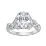 Ladies 14K White Gold 4 1/5Ct Multi-Shape Diamond Engagement Ring Oval & Marquise With Side Stones 3Ct Oval Center Stone (Color F-G -Clarity Vs1/V