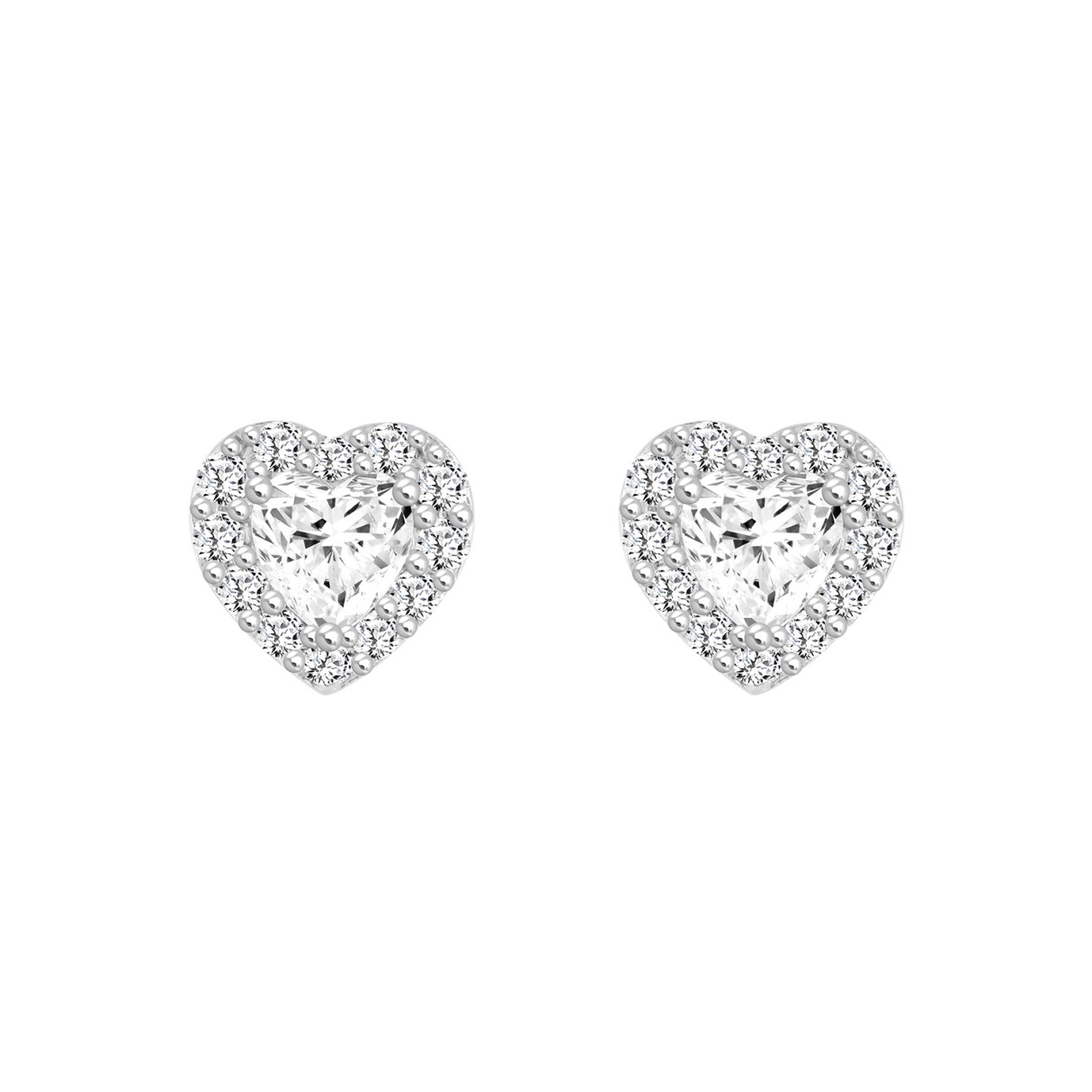 14K WHITE GOLD1 3/8CT ROUND / HEART DIAMOND LADIES EARRINGS (CENTER STONE HEART DIAMOND 1CT ) 1 14K WHITE GOLD1 3/8CT ROUND / HEART DIAMOND LADIES EARRINGS (CENTER STONE HEART DIAMOND 1CT ) - Image 1