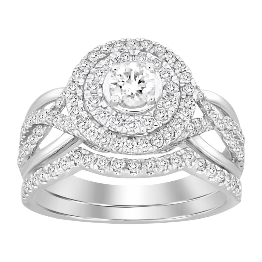 LADIES BRIDAL SET 1.00CT ROUND DIAMOND 14K WHITE GOLD 1 LADIES BRIDAL SET 1.00CT ROUND DIAMOND 14K WHITE GOLD - Image 1