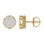 LADIES STUD EARRINGS 0.15CT ROUND DIAMOND 10K YELLOW GOLD - Image 2