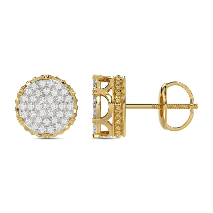 LADIES STUD EARRINGS 0.15CT ROUND DIAMOND 10K YELLOW GOLD - Image 2