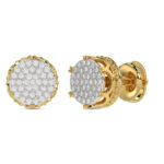 LADIES STUD EARRINGS 0.15CT ROUND DIAMOND 10K YELLOW GOLD - Image 3