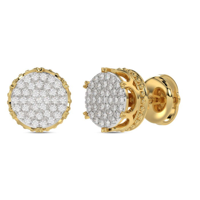 LADIES STUD EARRINGS 0.15CT ROUND DIAMOND 10K YELLOW GOLD - Image 3