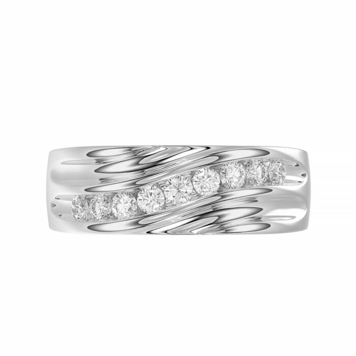 MEN'S BAND 0.50CT ROUND DIAMOND 10K WHITE GOLD - Image 5