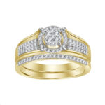 LADIES TRIO SET 0.50CT ROUND DIAMOND 10K YELLOW GOLD