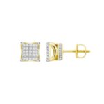 LADIES EARRINGS 0.50CT ROUND DIAMOND 10K YELLOW GOLD - Image 2