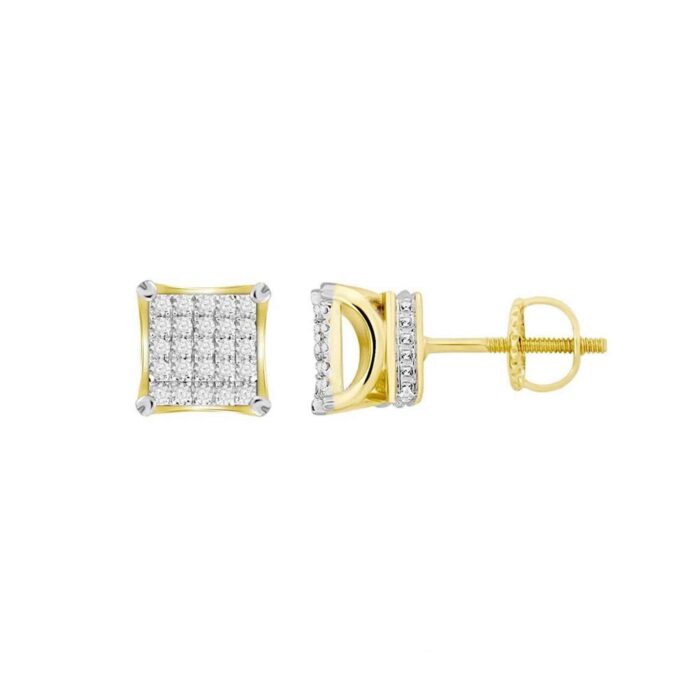 LADIES EARRINGS 0.50CT ROUND DIAMOND 10K YELLOW GOLD - Image 2