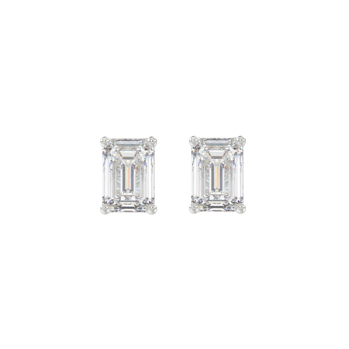 LADIES SOLITAIRE EARRINGS 1 1/2CT EMERALD DIAMOND 14K WHITE GOLD 1 LADIES SOLITAIRE EARRINGS 1 1/2CT EMERALD DIAMOND 14K WHITE GOLD - Image 1