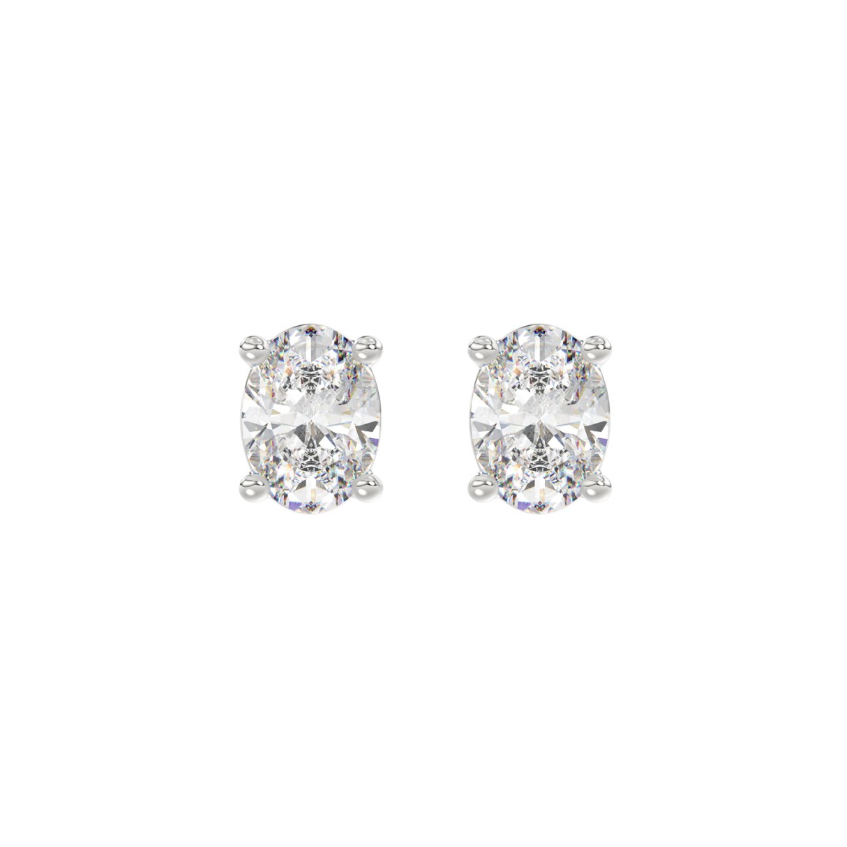 LADIES SOLITAIRE EARRINGS 2CT OVAL DIAMOND 14K WHITE GOLD 1 LADIES SOLITAIRE EARRINGS 2CT OVAL DIAMOND 14K WHITE GOLD - Image 1