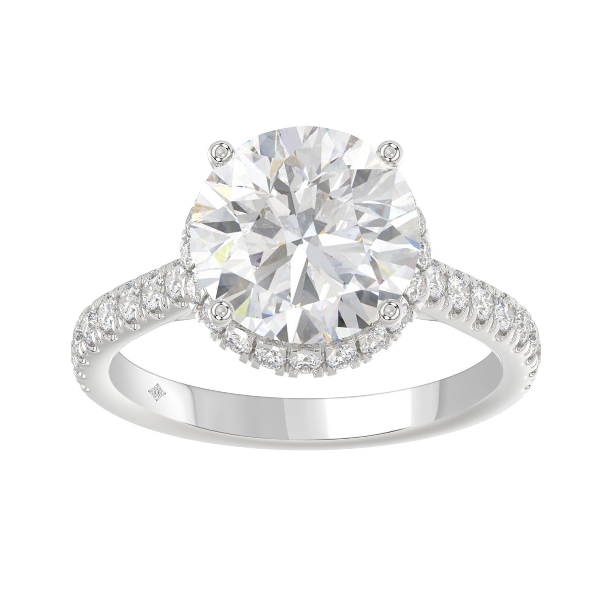 14K WHITE GOLD 4 1/2CT ROUND DIAMOND LADIES RING (CENTER STONE ROUND DIAMOND 4CT) 1 14K WHITE GOLD 4 1/2CT ROUND DIAMOND LADIES RING (CENTER STONE ROUND DIAMOND 4CT) - Image 1