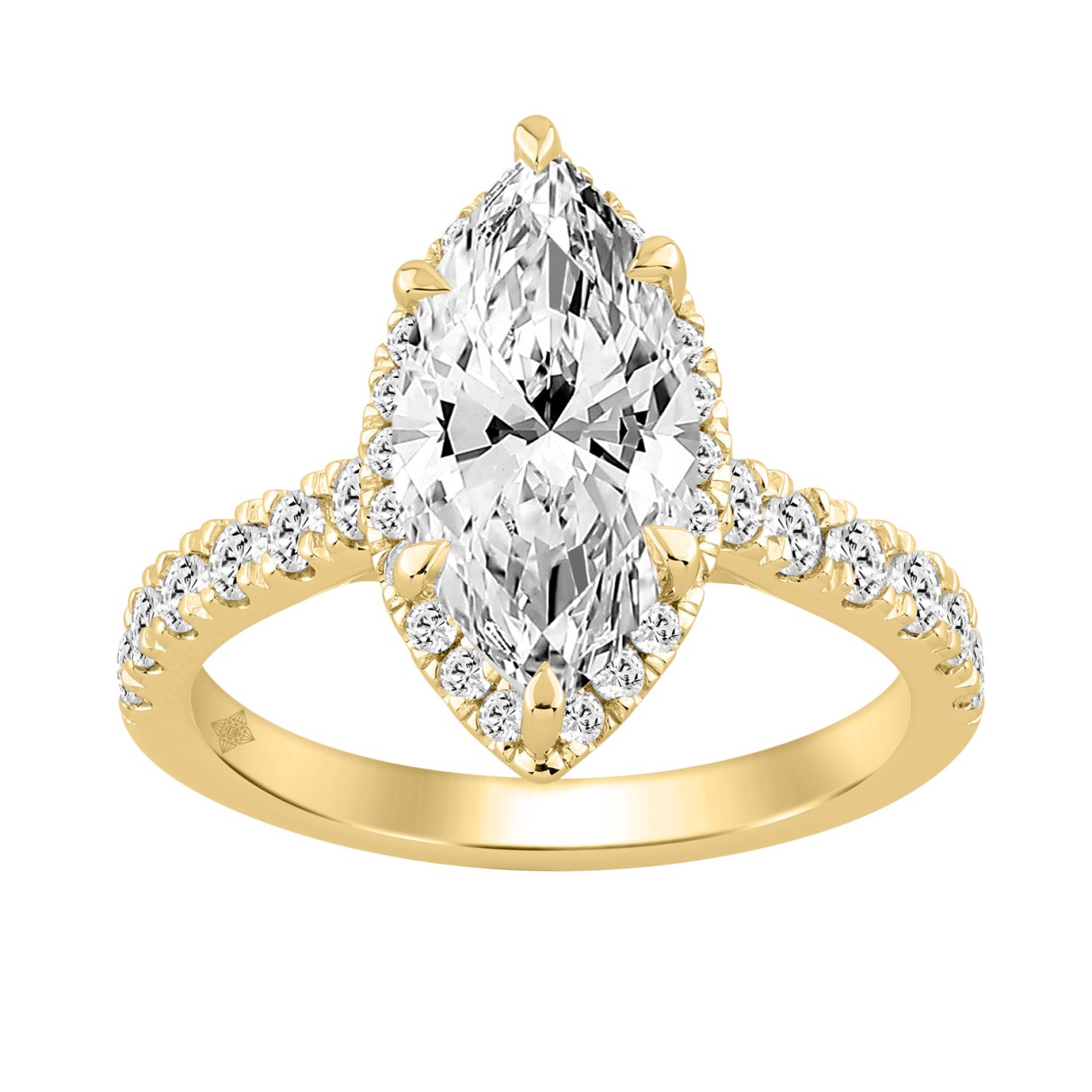 Luxury 14K Yellow Gold 3 3/4Ct Round & Marquise Diamond Halo Ring Elegant Bridal Engagement Ring For Women 3Ct Marquise Center Stone (Color F-G -C 1 Luxury 14K Yellow Gold 3 3/4Ct Round & Marquise Diamond Halo Ring Elegant Bridal Engagement Ring For Women 3Ct Marquise Center Stone (Color F-G -C - Image 1