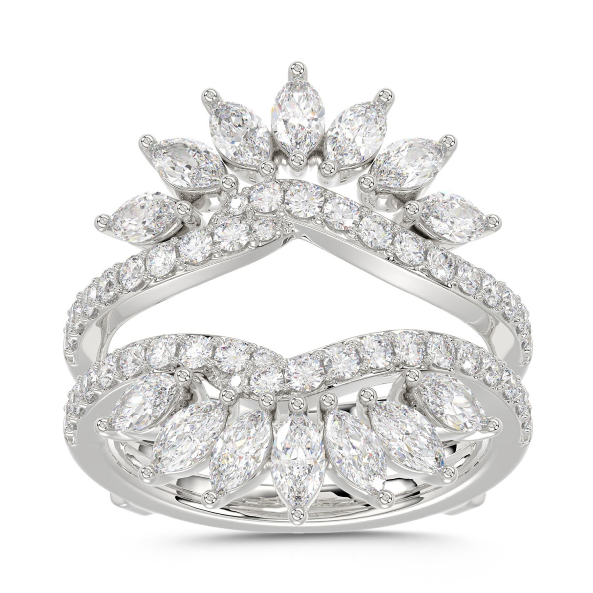 14K WHITE GOLD 2CT ROUND/MARQUISE DIAMOND LADIES WRAP RING 1 14K WHITE GOLD 2CT ROUND/MARQUISE DIAMOND LADIES WRAP RING - Image 1