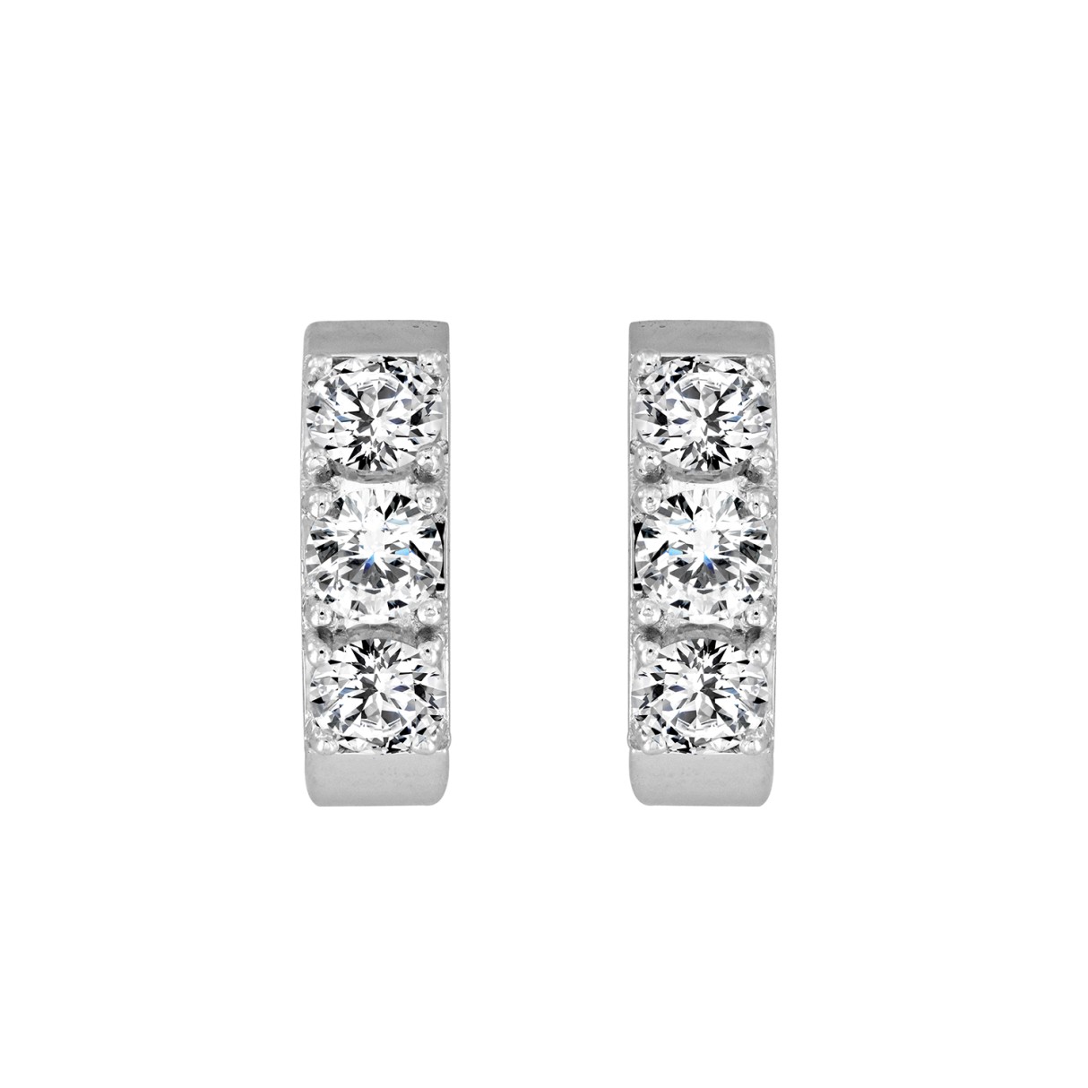 LADIES HOOP EARRINGS 1 1/2CT ROUND DIAMOND 14K WHITE GOLD 1 LADIES HOOP EARRINGS 1 1/2CT ROUND DIAMOND 14K WHITE GOLD - Image 1
