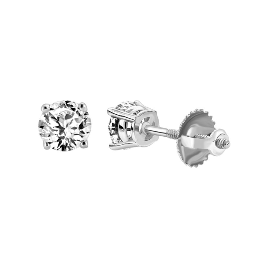 LADIES STUD EARRINGS 2.00CT ROUND DIAMOND 14K WHITE GOLD 1 LADIES STUD EARRINGS 2.00CT ROUND DIAMOND 14K WHITE GOLD - Image 1