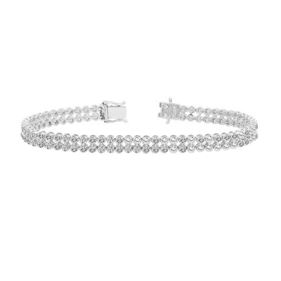 LADIES BRACELET 3.00CT ROUND DIAMOND 14K WHITE GOLD 1 LADIES BRACELET 3.00CT ROUND DIAMOND 14K WHITE GOLD - Image 1