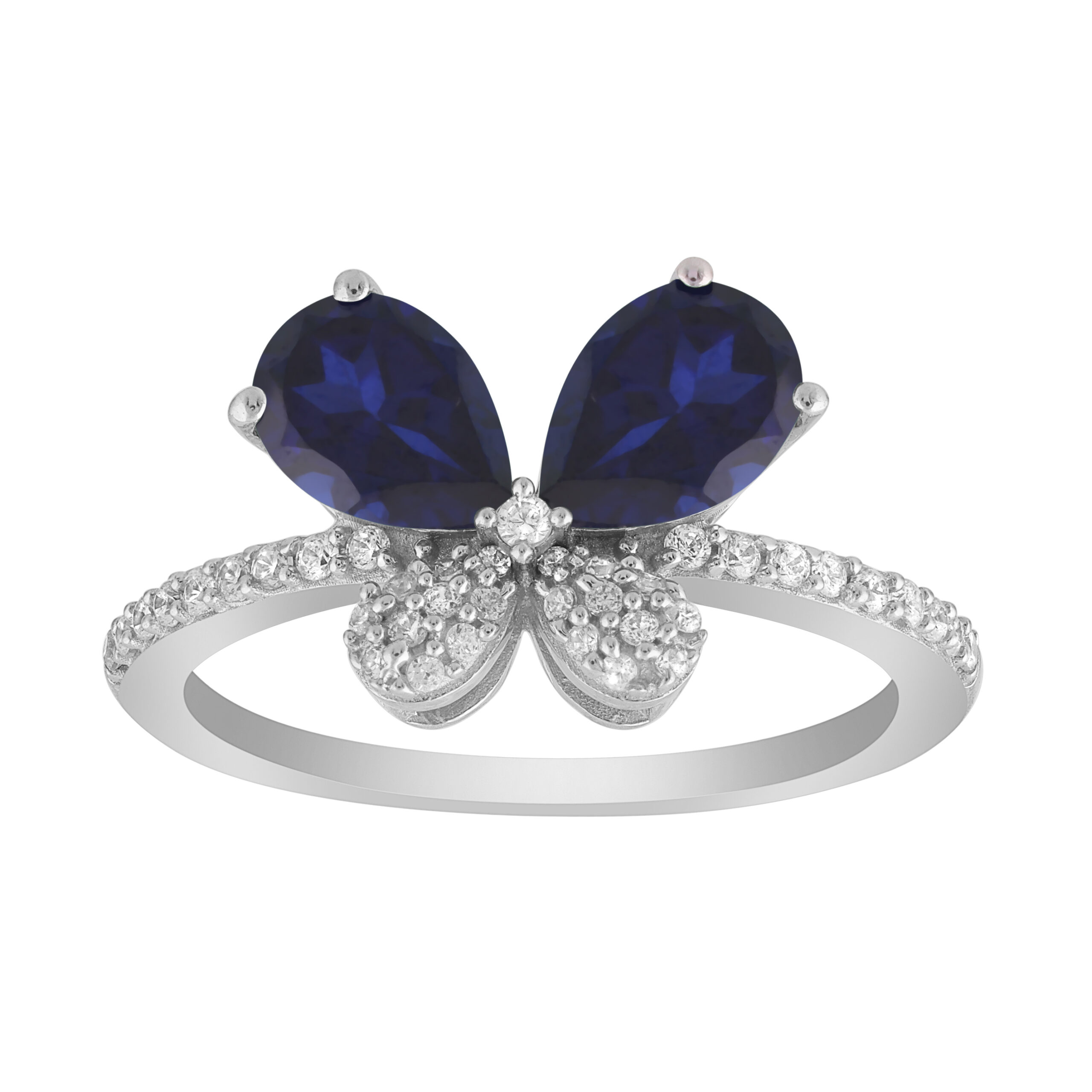 LADIES RING 1.75CT ROUND/PEAR/SAPHIRE DIAMOND 14K WHITE GOLD 1 LADIES RING 1.75CT ROUND/PEAR/SAPHIRE DIAMOND 14K WHITE GOLD - Image 1