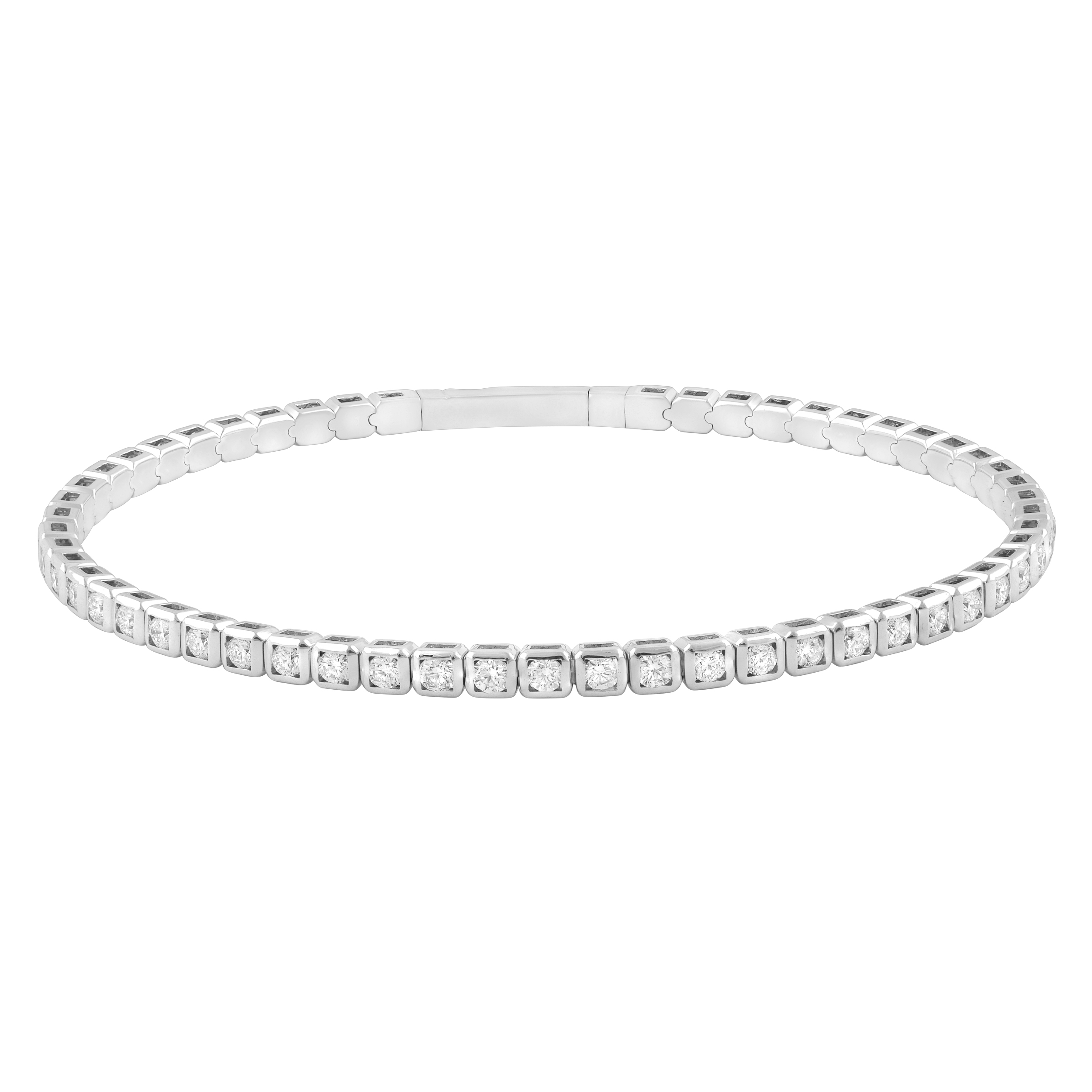 LADIES BANGLE 2.00CT ROUND DIAMOND 14K WHITE GOLD 1 LADIES BANGLE 2.00CT ROUND DIAMOND 14K WHITE GOLD - Image 1