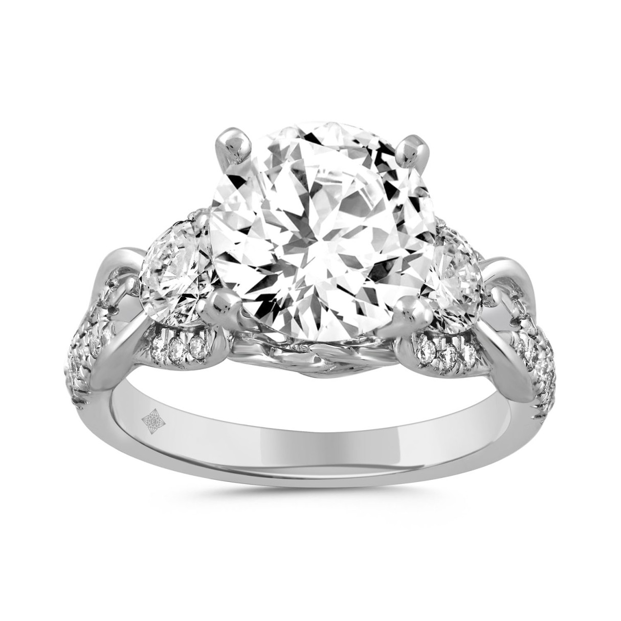 LADIES RING 4CT ROUND DIAMOND 14K WHITE GOLD (CENTER STONE ROUND DIAMOND 3CT ) 1 LADIES RING 4CT ROUND DIAMOND 14K WHITE GOLD (CENTER STONE ROUND DIAMOND 3CT ) - Image 1