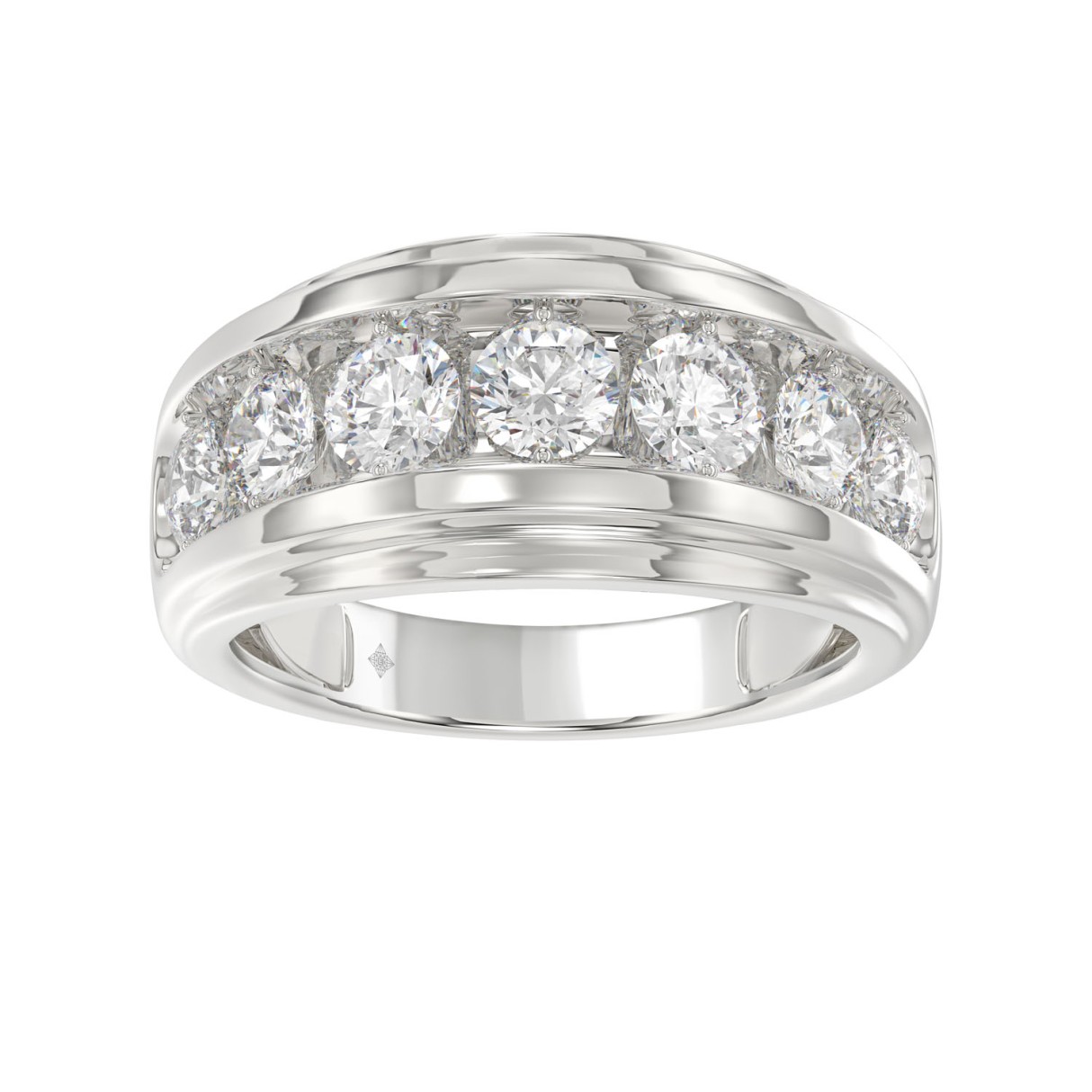 14K WHITE GOLD 3.00CT ROUND DIAMOND MEN'S BAND 1 14K WHITE GOLD 3.00CT ROUND DIAMOND MEN'S BAND - Image 1