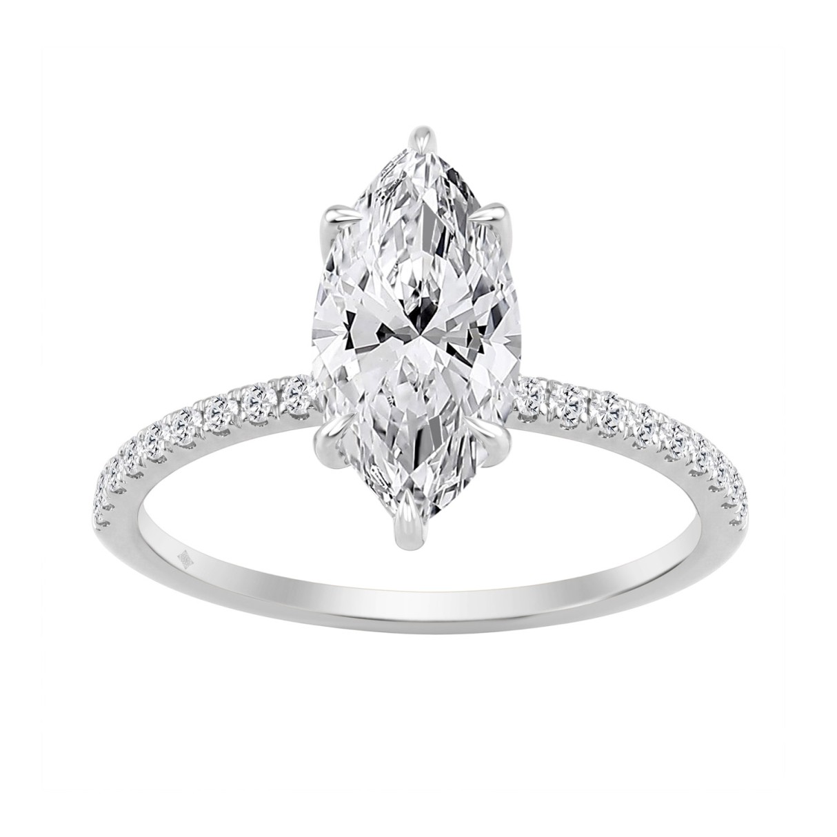14K WHITE GOLD 1 3/4CT MARQUISE/ROUND DIAMOND LADIES RING (CENTER STONE MARQUISE DIAMOND 1 1/2CT) 1 14K WHITE GOLD 1 3/4CT MARQUISE/ROUND DIAMOND LADIES RING (CENTER STONE MARQUISE DIAMOND 1 1/2CT) - Image 1