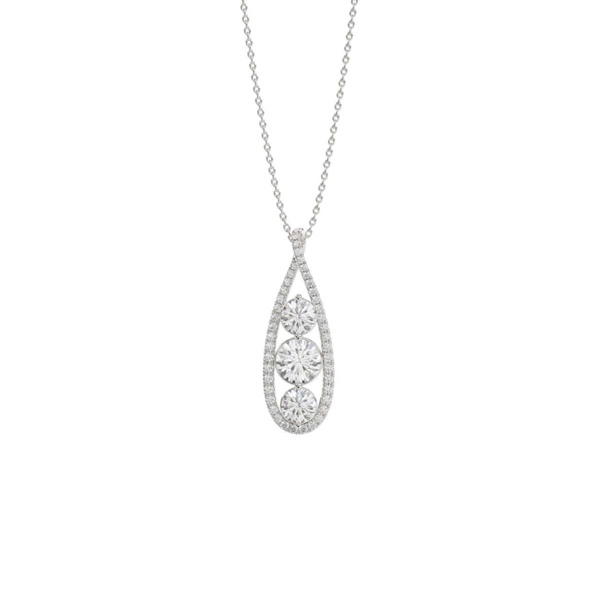 LADIES PENDANT 1 3/4CT ROUND DIAMOND 14K WHITE GOLD WITH CHAIN 1 LADIES PENDANT 1 3/4CT ROUND DIAMOND 14K WHITE GOLD WITH CHAIN - Image 1