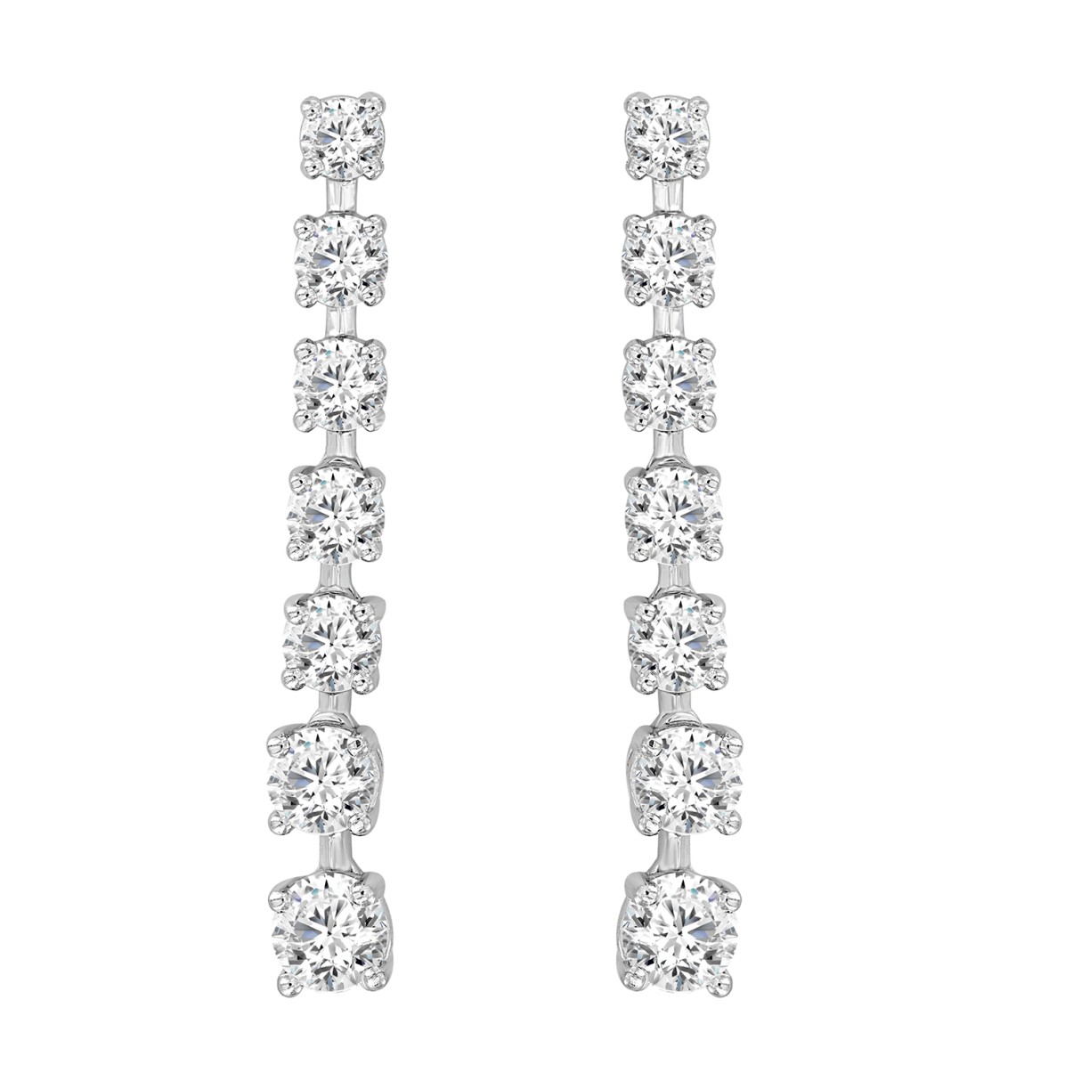 LADIES LINEAR EARRINGS 3CT ROUND DIAMOND 14K WHITE GOLD 1 LADIES LINEAR EARRINGS 3CT ROUND DIAMOND 14K WHITE GOLD - Image 1