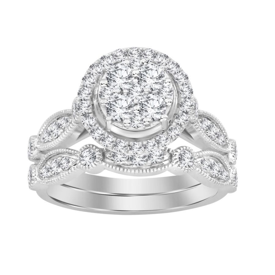 LADIES BRIDAL SET 1.00CT ROUND DIAMOND 14K WHITE GOLD 1 LADIES BRIDAL SET 1.00CT ROUND DIAMOND 14K WHITE GOLD - Image 1
