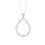 14K WHITE GOLD 2.00CT ROUND/MARQUISE/PEAR DIAMOND LADIES NECKLACE