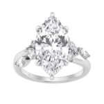 14K White Gold 5 1/2Ct Lab-Grown Diamond Engagement Ring For Women 5Ct Marquise Center Stone With Round Side Stones, Luxury Bridal Ring (Color F-G -Cl