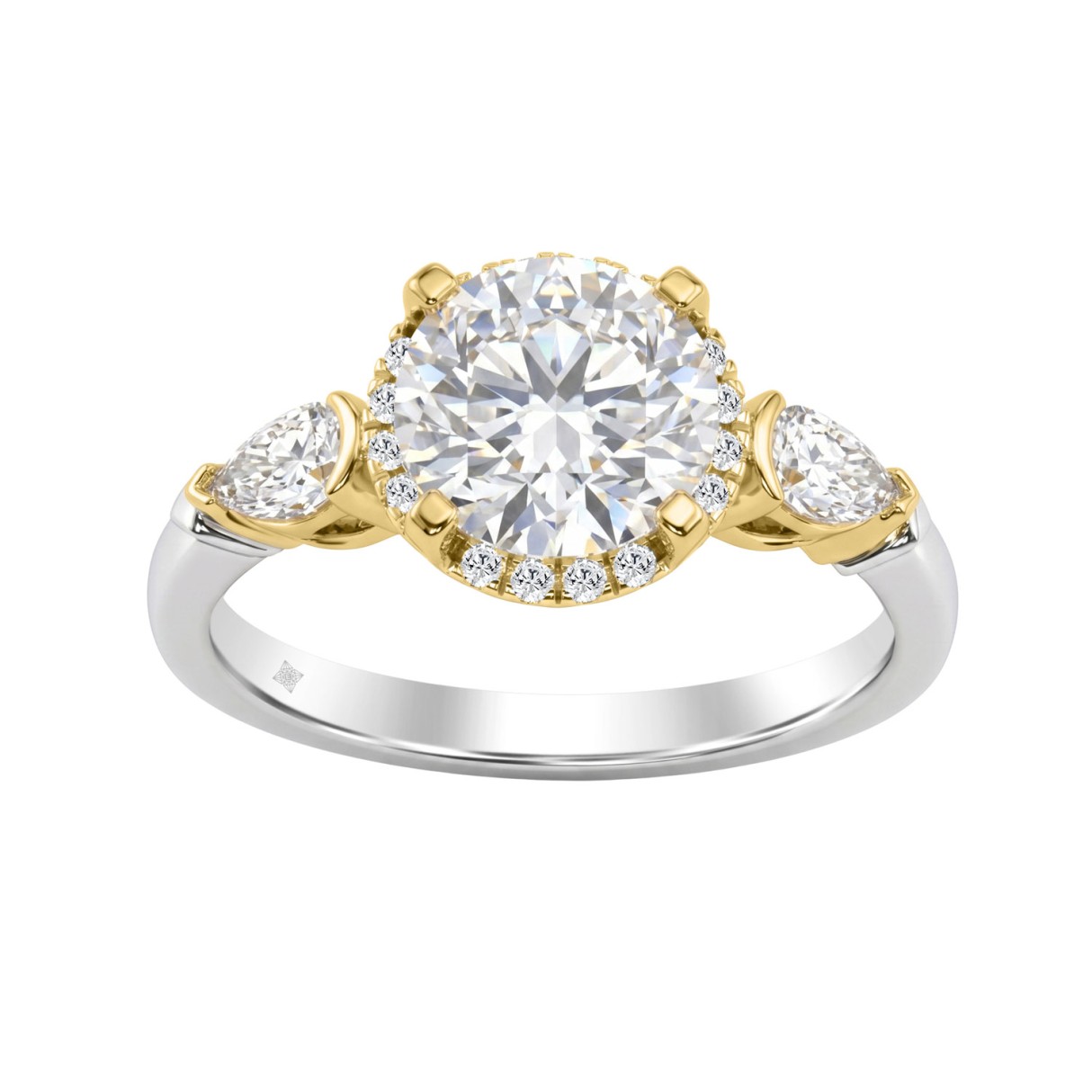 14K White/Yellow Gold 2 1/2Ct Round & Pear Cut Diamond Halo Bridal Ring Engagement Ring For Women 2Ct Round Center Stone (Color F-G -Clarity Vs1/Vs2) 1 14K White/Yellow Gold 2 1/2Ct Round & Pear Cut Diamond Halo Bridal Ring Engagement Ring For Women 2Ct Round Center Stone (Color F-G -Clarity Vs1/Vs2) - Image 1