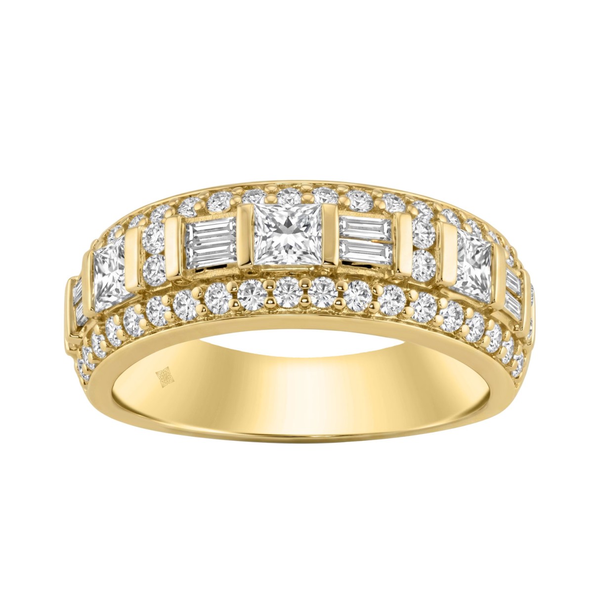 14K YELLOW GOLD 1 1/4CT ROUND/BAGUETTE/PRINCESS DIAMOND LADIES BAND 1 14K YELLOW GOLD 1 1/4CT ROUND/BAGUETTE/PRINCESS DIAMOND LADIES BAND - Image 1