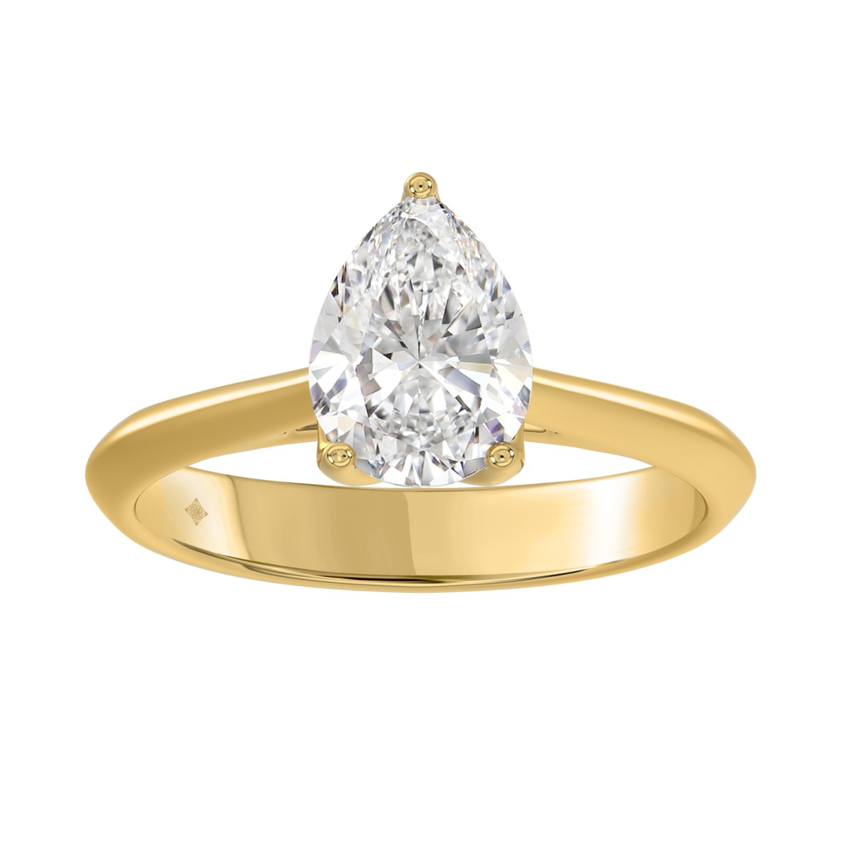 LADIES SOLITAIRE RING 2CT PEAR DIAMOND 14K YELLOW GOLD 1 LADIES SOLITAIRE RING 2CT PEAR DIAMOND 14K YELLOW GOLD - Image 1