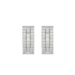 LADIES HOOP EARRINGS 3/8CT ROUND/BAGUETTE DIAMOND 14K WHITE GOLD