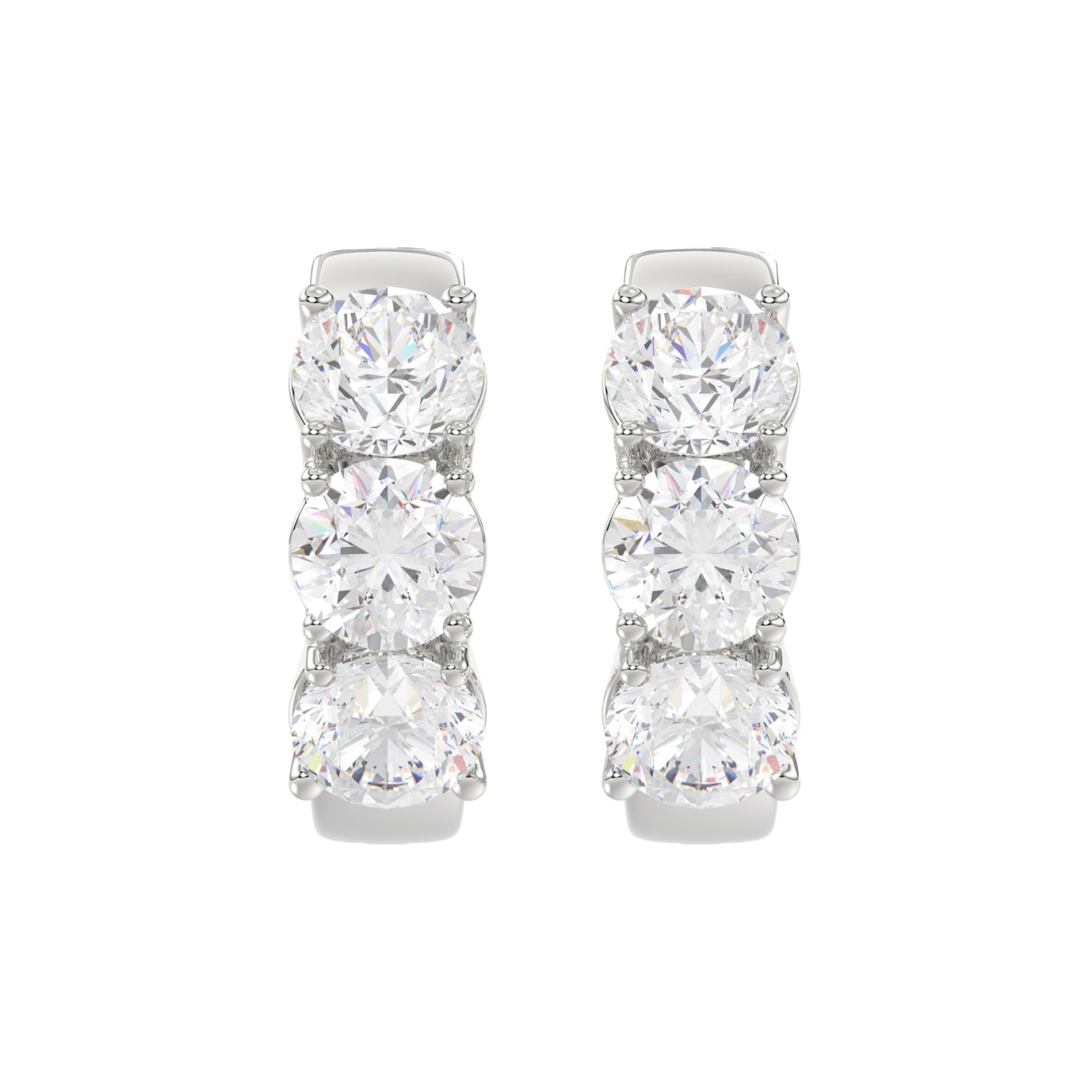 14K WHITE GOLD 3.00CT ROUND DIAMOND LADIES HOOP EARRINGS 1 14K WHITE GOLD 3.00CT ROUND DIAMOND LADIES HOOP EARRINGS - Image 1