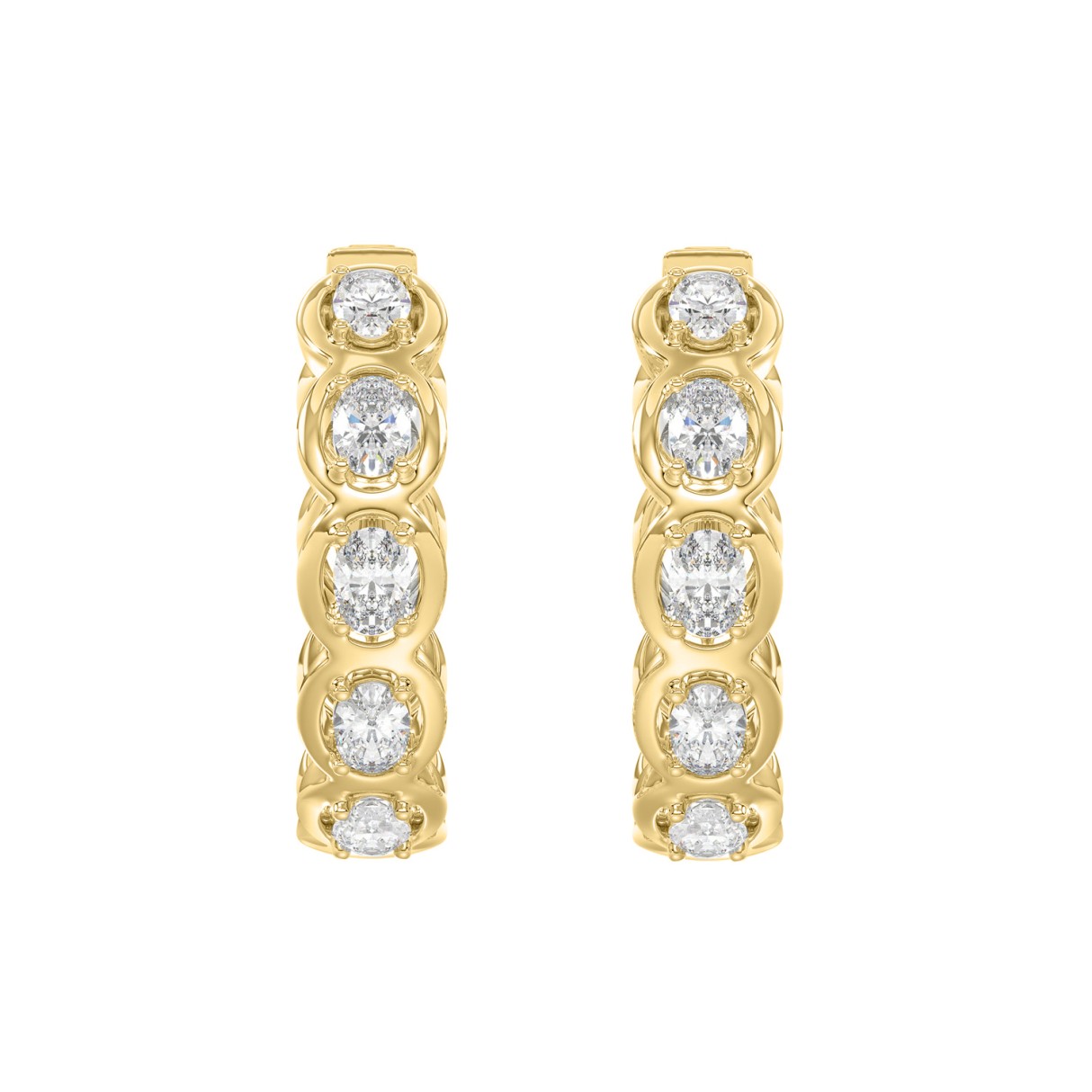 14K YELLOW GOLD 1.00CT OVAL DIAMOND HOOP EARRINGS 1 14K YELLOW GOLD 1.00CT OVAL DIAMOND HOOP EARRINGS - Image 1