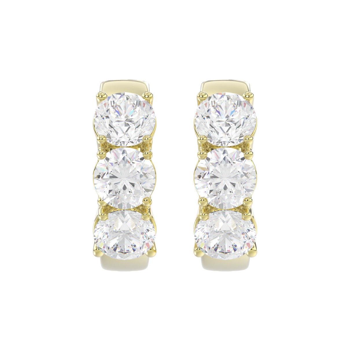 14K YELLOW GOLD 3.00CT ROUND DIAMOND HOOP EARRINGS 1 14K YELLOW GOLD 3.00CT ROUND DIAMOND HOOP EARRINGS - Image 1