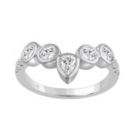 14K WHITE GOLD 1.00CT ROUND/PEAR DIAMOND LADIES BAND