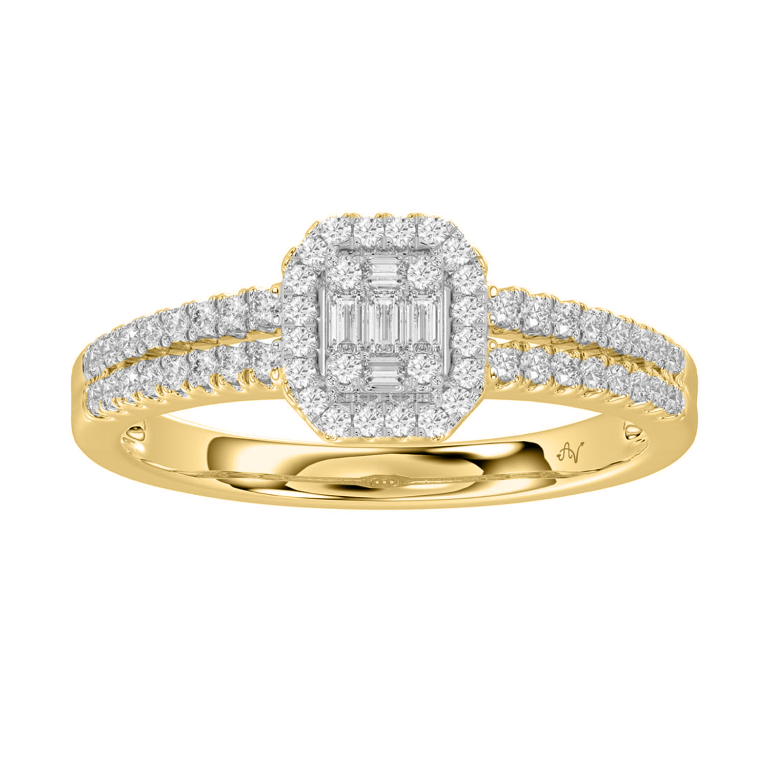 LADIES RING 0.20CT ROUND/BAGUETTE DIAMOND 14K YELLOW GOLD 1 LADIES RING 0.20CT ROUND/BAGUETTE DIAMOND 14K YELLOW GOLD - Image 1