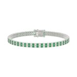 LADIES BRACELET 3CT ROUND/ROUND GREEN EMERALD DIAMOND 14K WHITE GOLD (ROUND GREEN EMERALD DIAMOND 2 3/4CT )