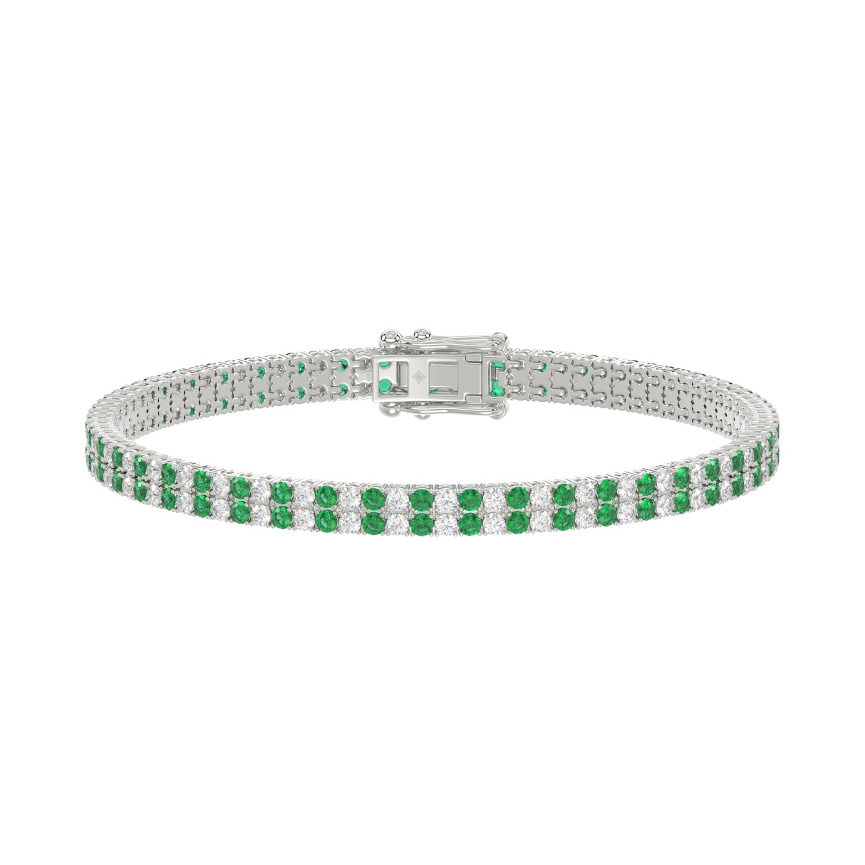 LADIES BRACELET 3CT ROUND/ROUND GREEN EMERALD DIAMOND 14K WHITE GOLD (ROUND GREEN EMERALD DIAMOND 2 3/4CT ) 1 LADIES BRACELET 3CT ROUND/ROUND GREEN EMERALD DIAMOND 14K WHITE GOLD (ROUND GREEN EMERALD DIAMOND 2 3/4CT ) - Image 1