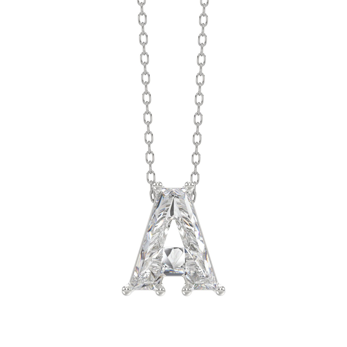 14K WHITE GOLD 1 5/8CT FANCY CUT ALPHABET DIAMOND LADIES PENDANT WITH CHAIN 1 14K WHITE GOLD 1 5/8CT FANCY CUT ALPHABET DIAMOND LADIES PENDANT WITH CHAIN - Image 1