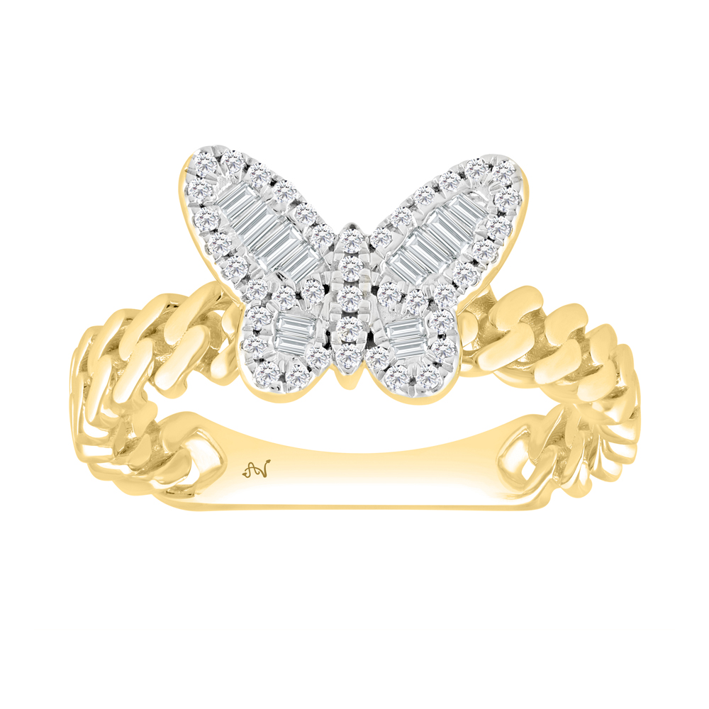 LADIES RING 0.25CT ROUND/BAGUETTE DIAMOND 14K YELLOW GOLD 1 LADIES RING 0.25CT ROUND/BAGUETTE DIAMOND 14K YELLOW GOLD - Image 1